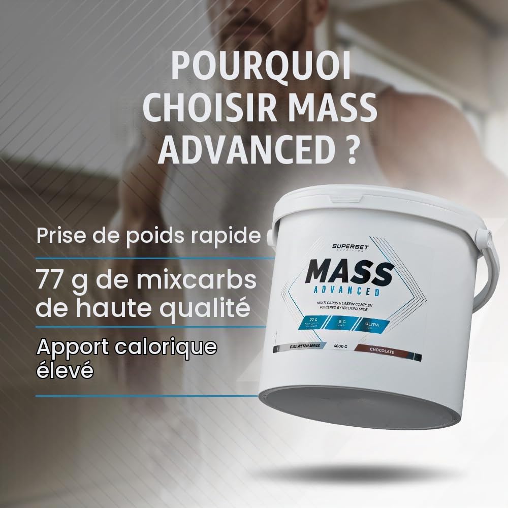 Superset Nutrition | Mass Advanced (4kg) | Gainers | Gainer grand format pour encore plus de masse ! - Chocolat