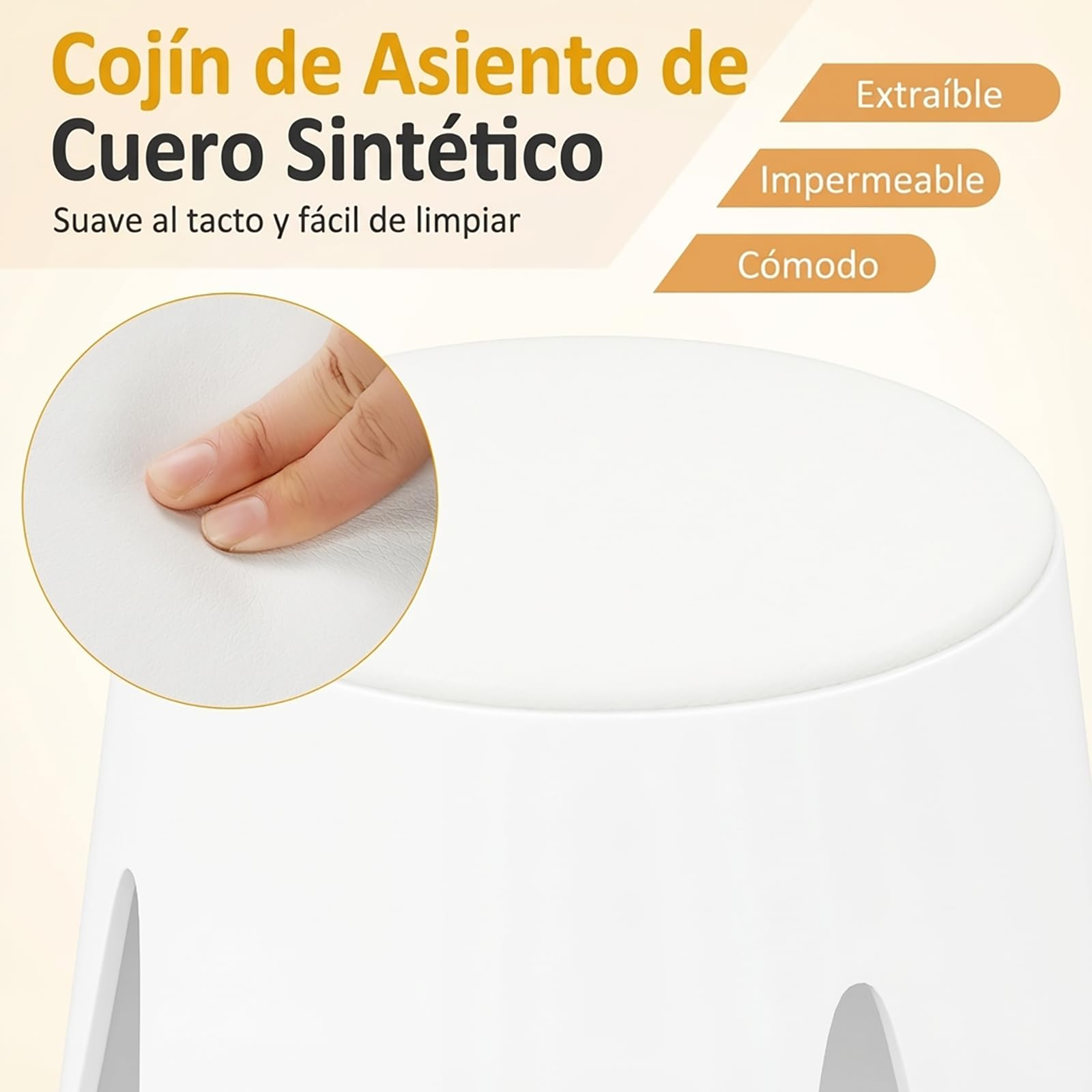 COSTWAY Juego de 8 Taburetes Apilables, Taburetes de Plástico Anidados de 46 CM de Altura, Sillas Portátiles Sin Respaldo para Escuela, Aula, Salón, Comedor, Hogar, Oficina, Ahorra Espacio, Blanco