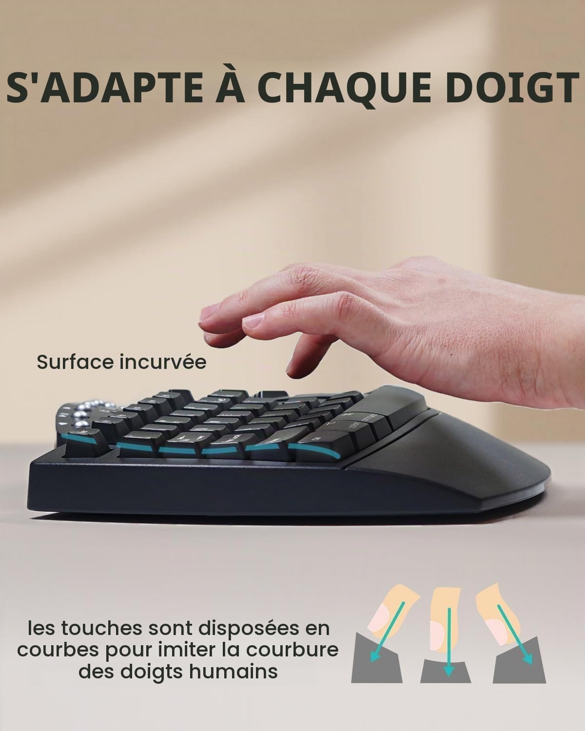 Perixx clavier ergonomique les noir noir