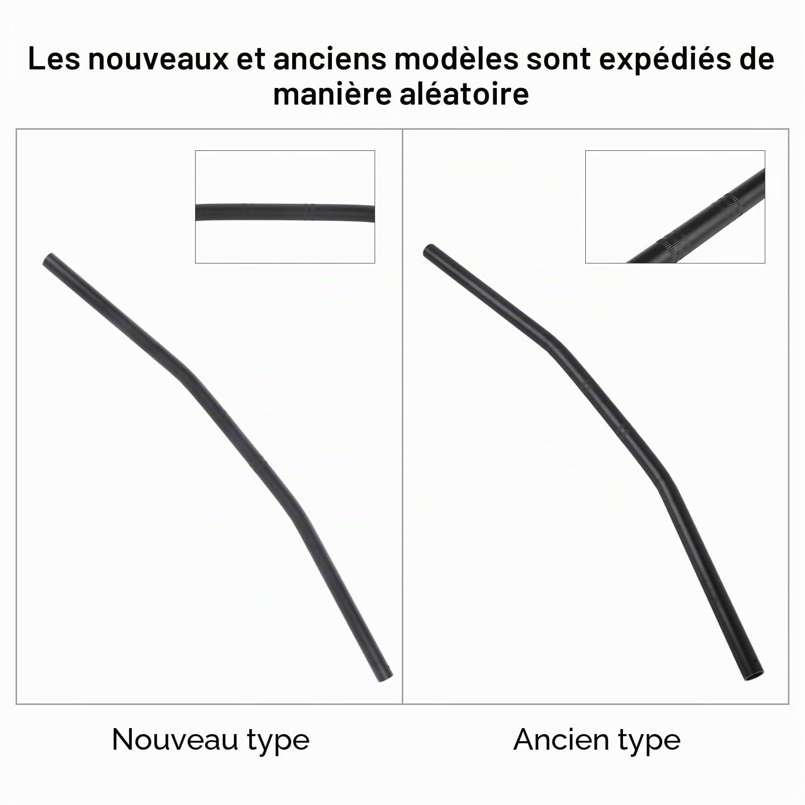 Guidon Plat Moto 7/8 Pouce 22MM - Universel Retro Bend Poignée en Fer (Noir)