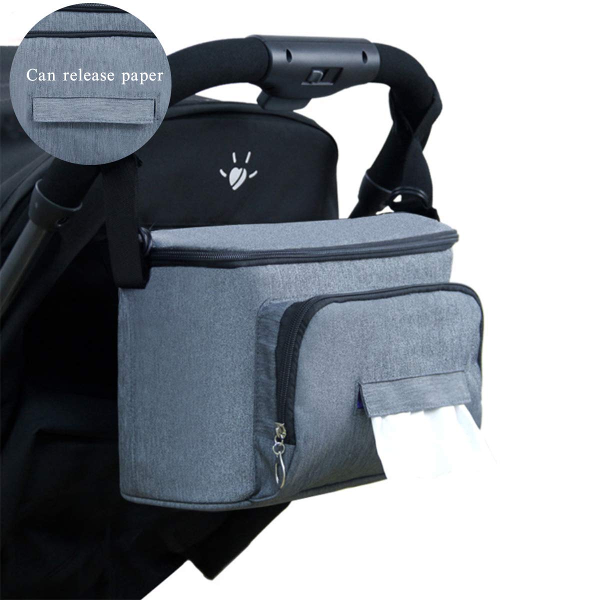 Borsa per Passeggino Universale Portaoggetti, Organizer per passeggino, Neonati Borsa Organizer, Borsa Passeggino Organizer con velcro, impermeabile, per Trasportare Biberon,Pannolini e Giocattoli