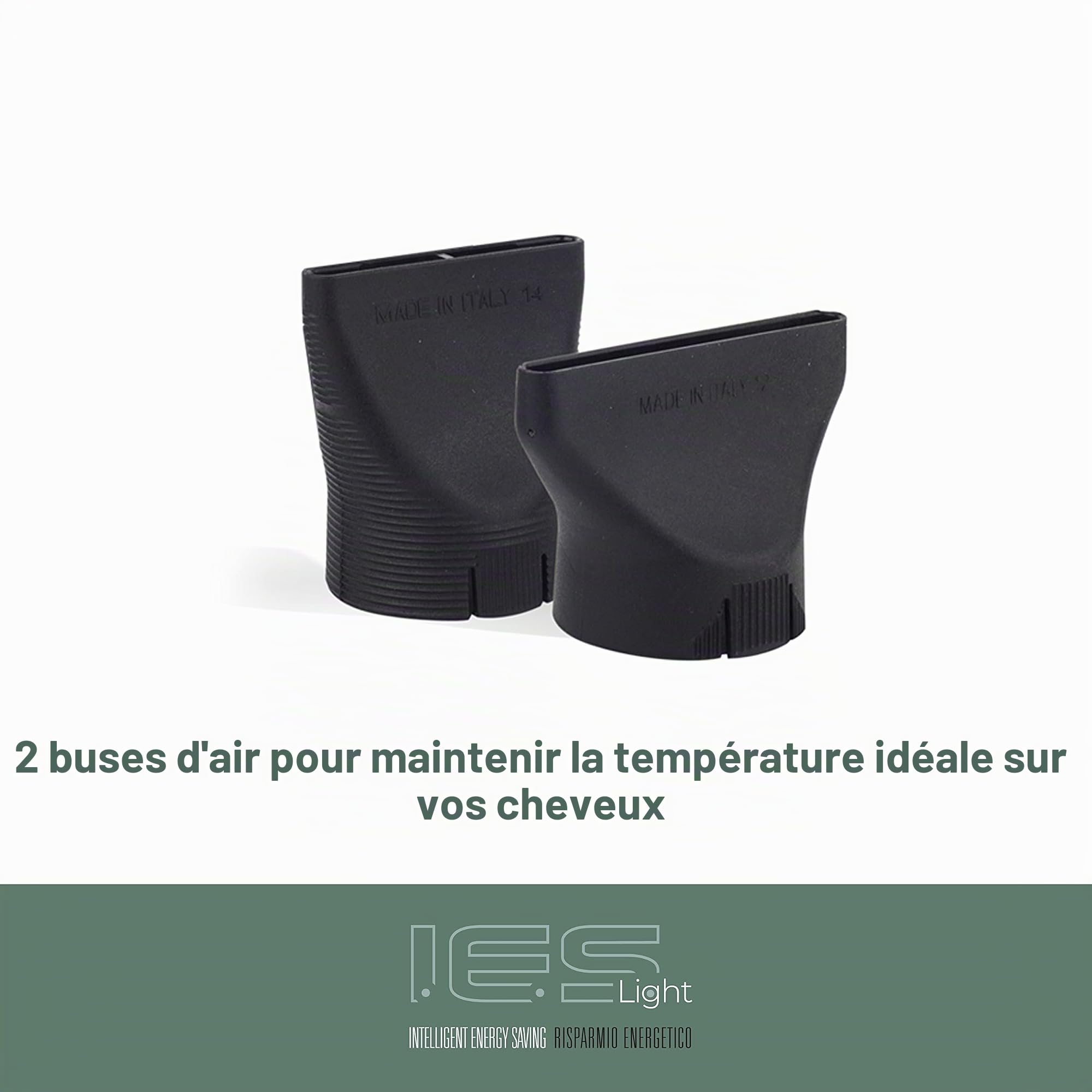 GAMMAPIU' Sèche-cheveux professionnel I.E.S, sèche-cheveux à économie d'énergie intelligent, séchage rapide avec technologie ETC, léger, silencieux, 3 vitesses, température constante (NOIR)