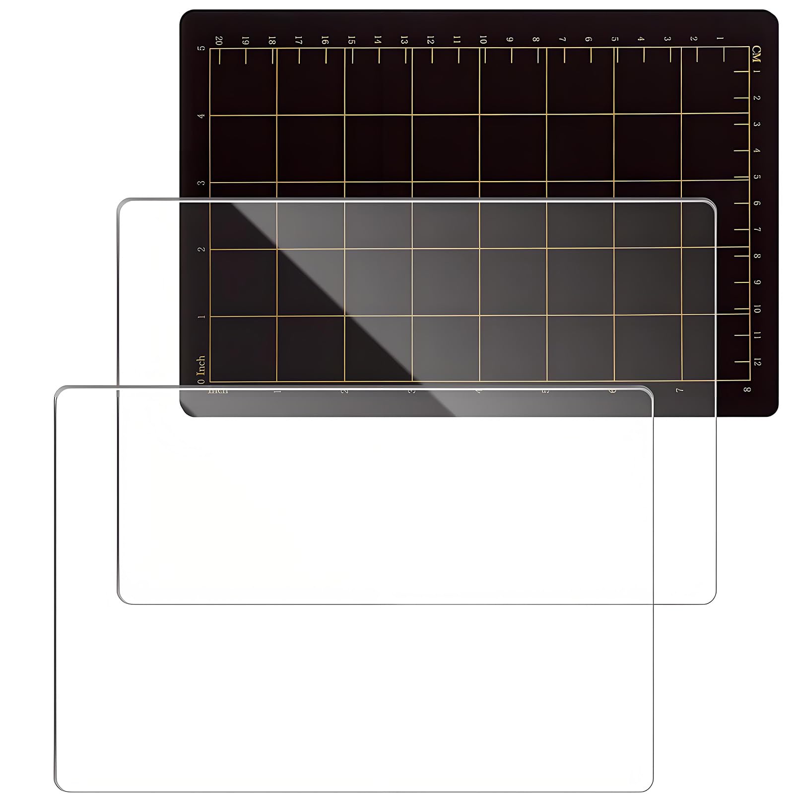 Jazuaiao Clear Acrylic Cutting Pad with Gridded Mat for Card Making Scrapbooking Quilting Sewing Paper Craft Project Acrylic Cutting Pad