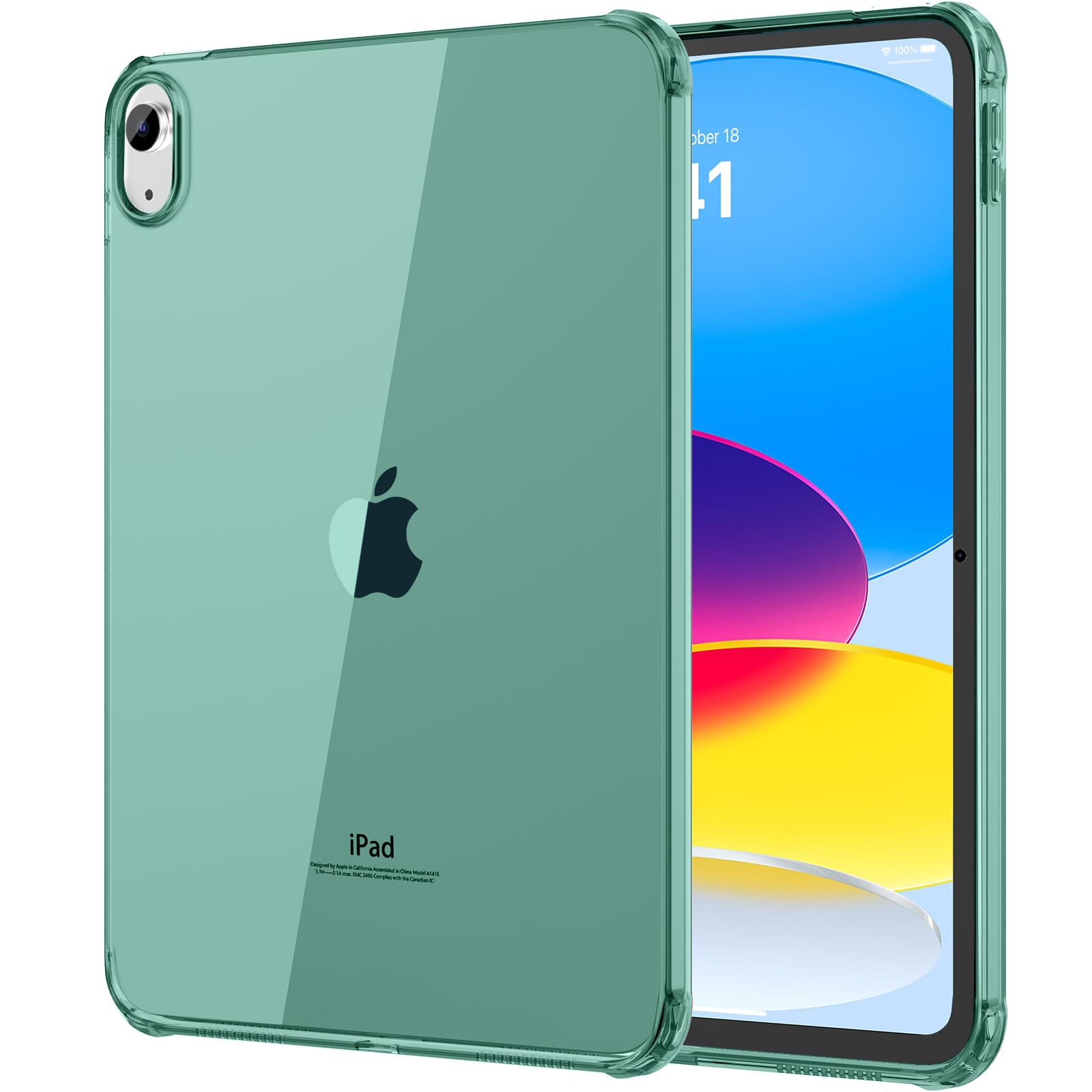 MoKo Klar Hülle für iPad (A16) 11./10. Generation (2025/2022), Tiefes Cyan