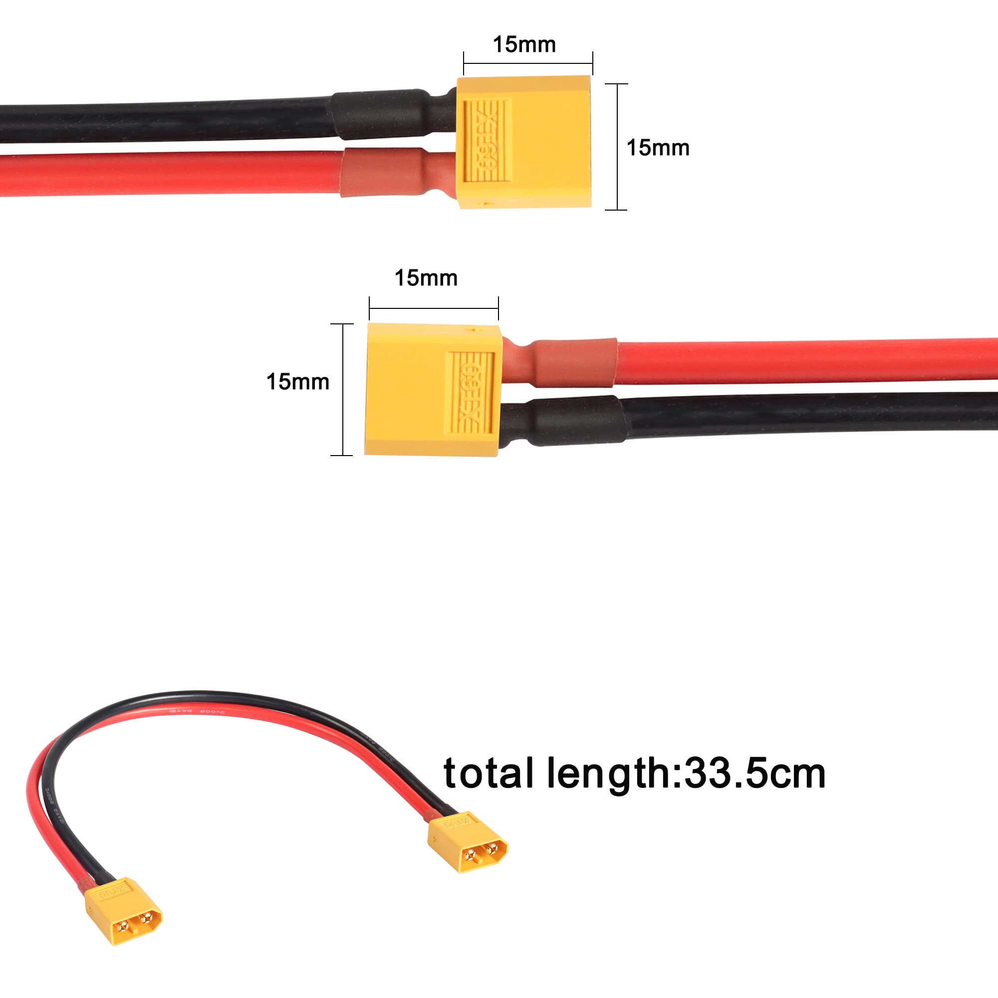 Câble Extension XT60 Mâle-Femelle 50cm 12AWG – Adaptateur Silicone Pour Batterie RC Lipo – Lot De 2