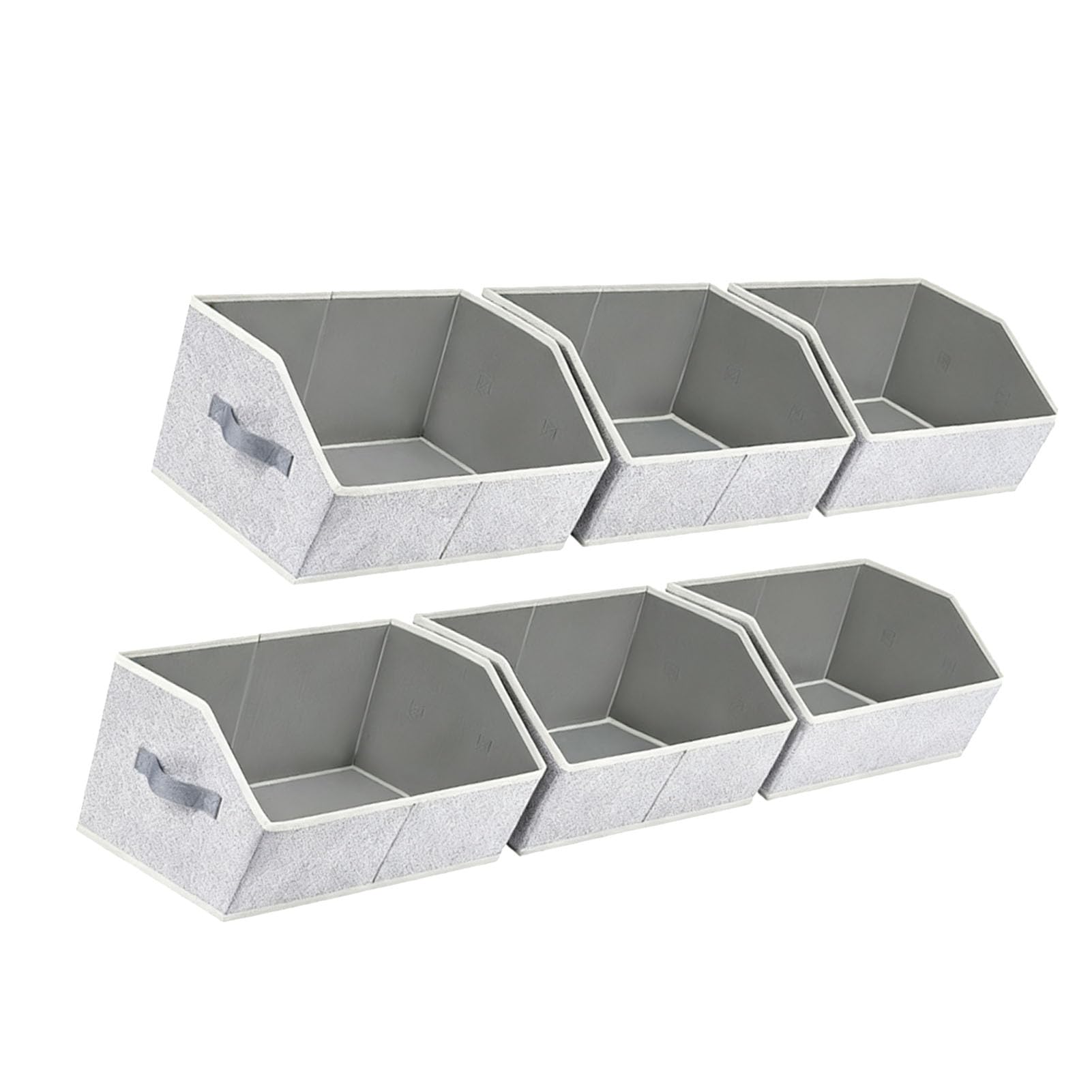 Bewinner 6 Cubos Organizadores de Armario con Asas, Cestas de Estante Grandes Trapezoidales de Tela, Cubos de Almacenamiento Plegables, Caja de Contenedores de Ropa para Armario Dormitorio (GRAY)