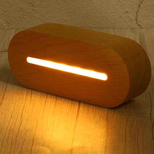 Miniatura 5 de PATIKIL Base de luz LED de madera, 2 paquetes ovalados de madera de 3.74 x 0.2 pulgadas, pedestales de exhibición de luces blancas cálidas para luz