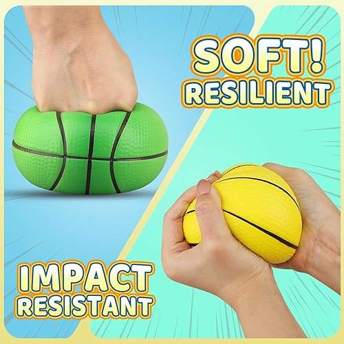 Miniatura 10 de Dilabnba Mini pelotas de baloncesto de espuma naranja de 5 pulgadas para niños y adultos, bolas de estrés para apretar, seguras y suaves, de