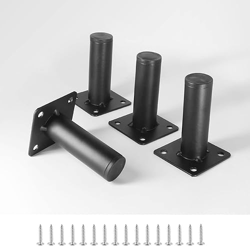Patas negras para muebles de 3.15 pulgadas / 3.150 in, 4 patas modernas para sofá, patas de repuesto para gabinete, patas de metal resistentes con