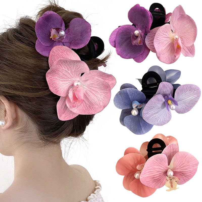 Pinzas para el pelo de estilo francés vintage con orquídeas phalaenopsis y perlas