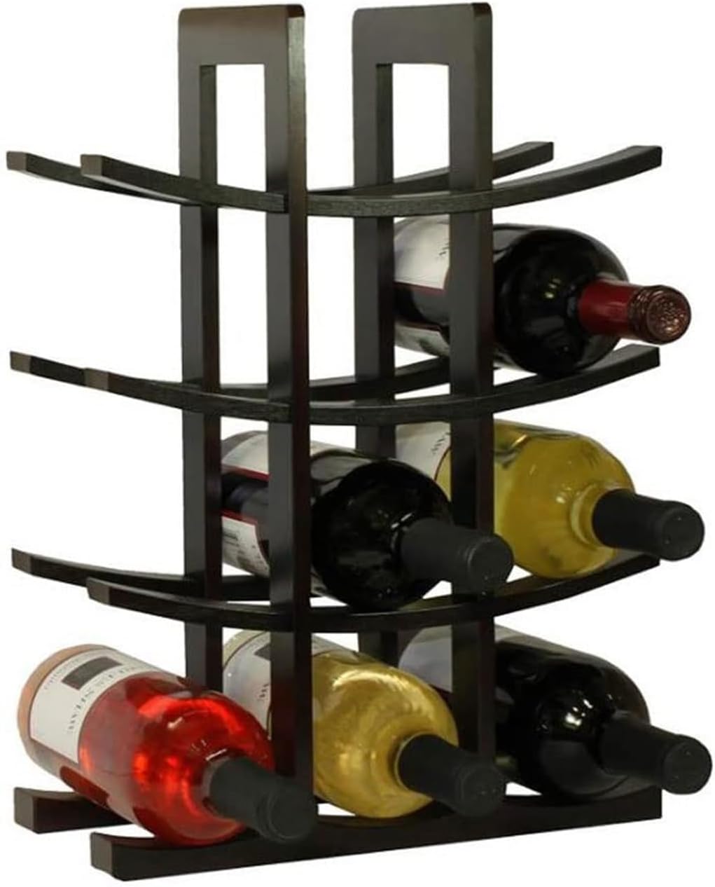 Freestanding Wine Racks & Cabinets 4 Tiers Wine Rack Bamboo Wood Holder Cabinet Stand Bar Display Shelf Organizer Storage Cabinet Retro Home Decoration Bottle Holder Bar, Black