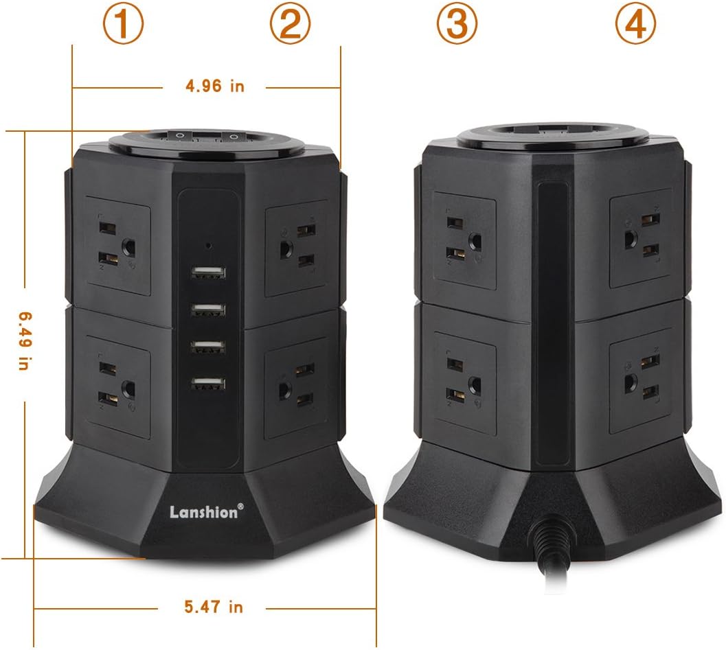 One-Day Sale: Up to 80% Off Lanshion 8 Outlet Surge Protector Power Strip with 4 USB Charging Ports 1875W Desktop USB Charging Station with 6.5-Feet Long Power Cord, 1000 Joules,UL Listed (Black) Review Discount Lanshion 8 Outlet Surge Protector Power Strip with 4 USB Charging Ports 1875W Desktop USB Charging Station with 6.5-Feet Long Power Cord, 1000 Joules,UL Listed (Black)