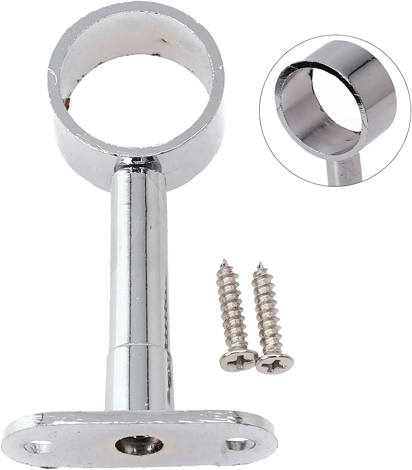 Closet Rod Brackets 10Pcs Round Chrome Centre Support Bracket for Wardrobe Rail Rod Socket 25mm for Closet Bathroom(A)