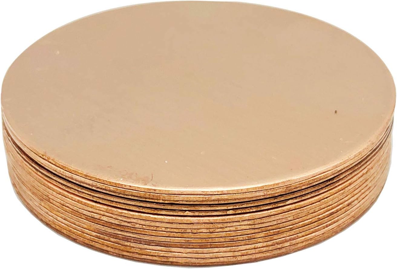 Copperlab 1-5/8 Inch Round Circle Disc Copper - Metal Stamping Blank Engraving Tag - 16 Oz Copper - 15 Blanks