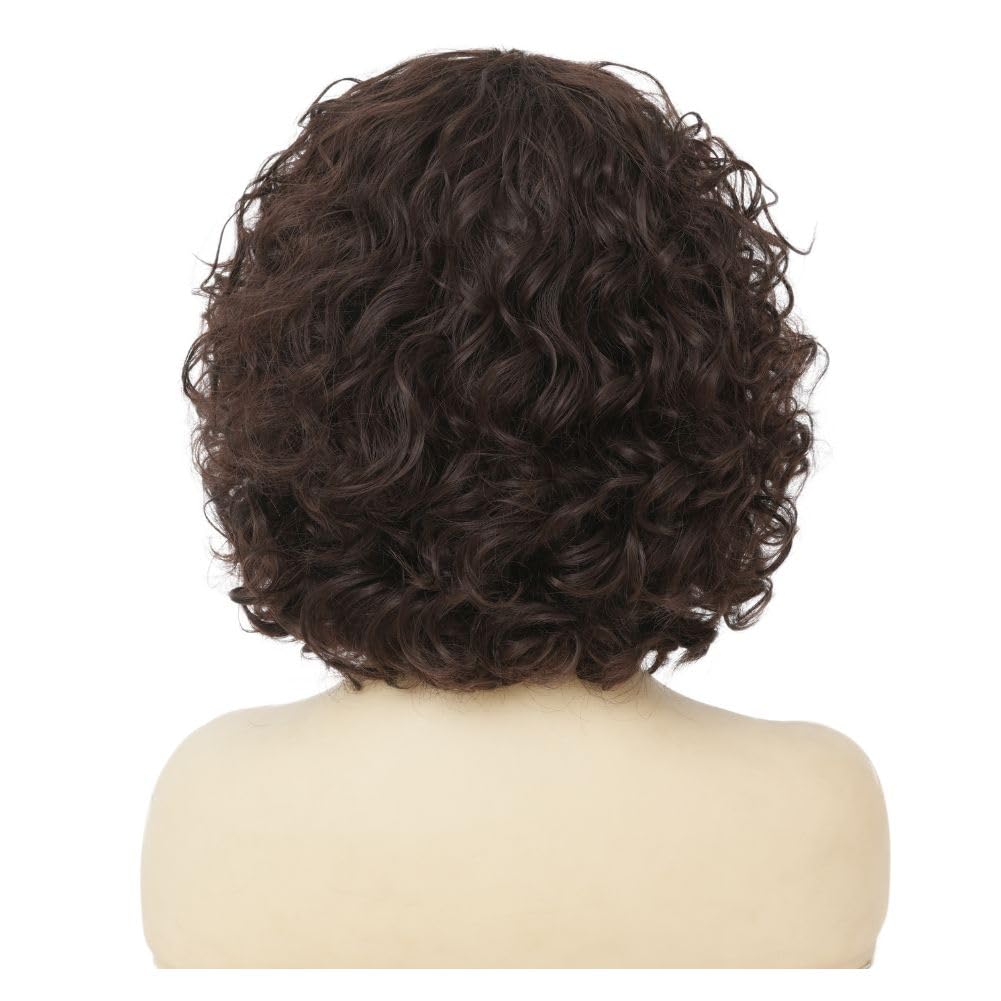 Amazon.com : Siudus Brown Curly Bob Wig for Women with Bangs  display picture 1
