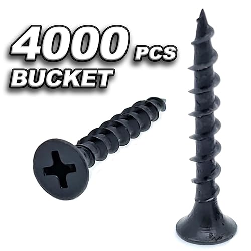 Miniatura 7 de #6 tornillos para paneles de yeso de 1-58 pulgadas, Phillips Drive, cabeza de corneta, rosca gruesa, punta afilada, broca incluida, fosfato negro -