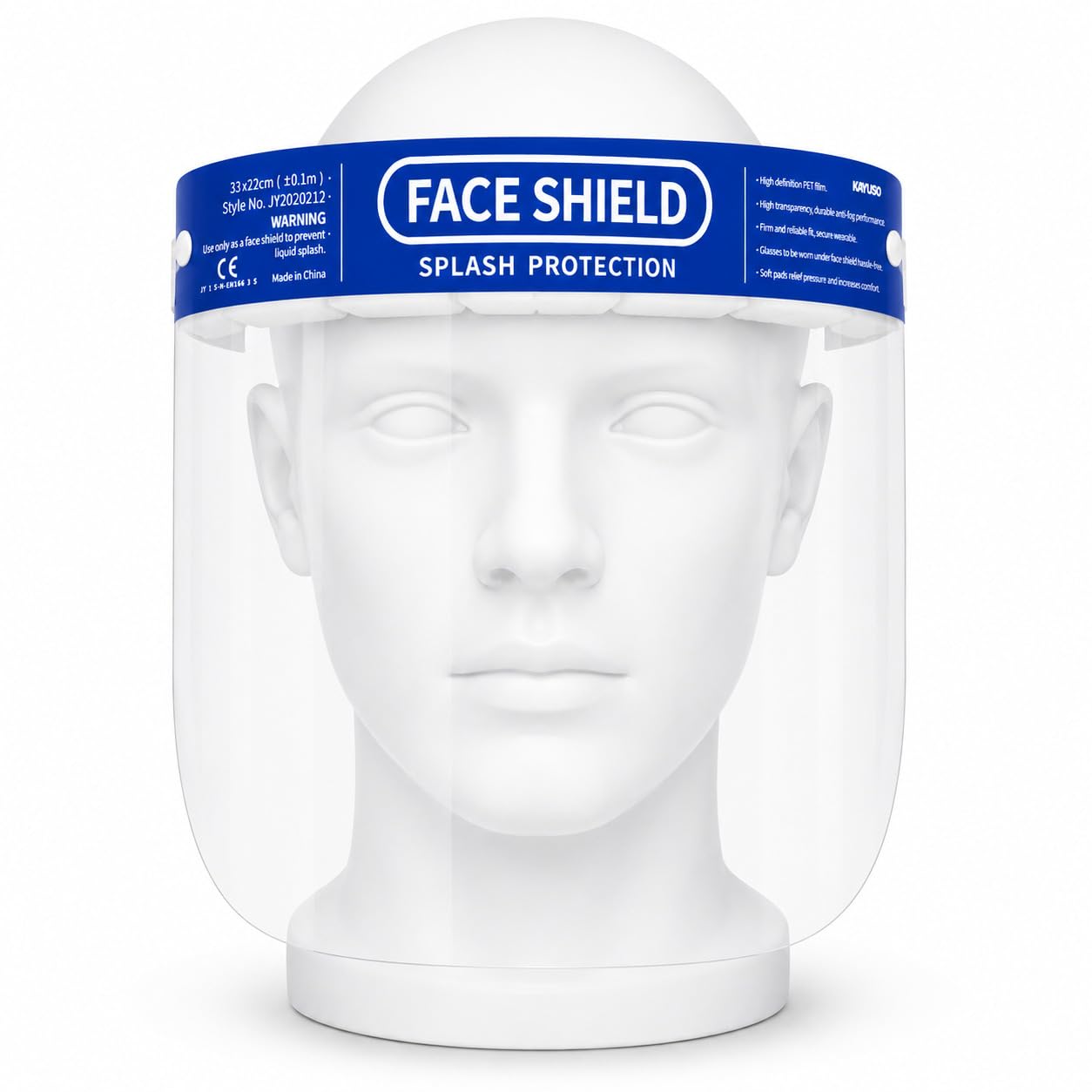 PPE Face Shield Isolation Mask with Adjustable Headband, Soft Sponge|NHS, CE & UKCA Certified|Full Face Splash Protection, Double Anti-Fog HD Vision PET Visor| For Healthcare Workers, Dentists, Labs
