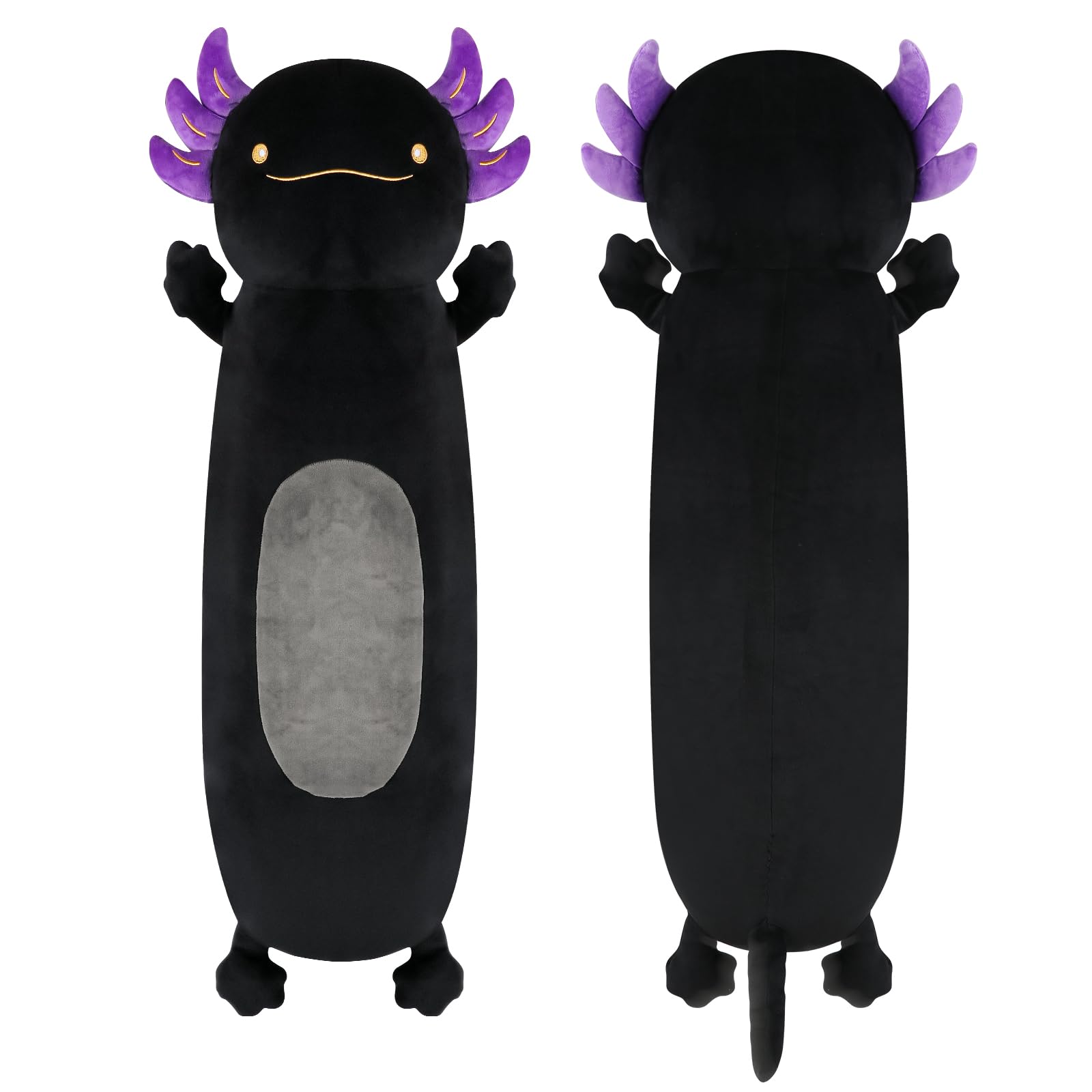Dalmao 36" Giant Black Axolotl Stuffed Animal, Cute Soft Long Axolotl Plush Body Squishy Pillow Big Plushies Toy, Gift for Kids, Boys, Birthdays, Easter