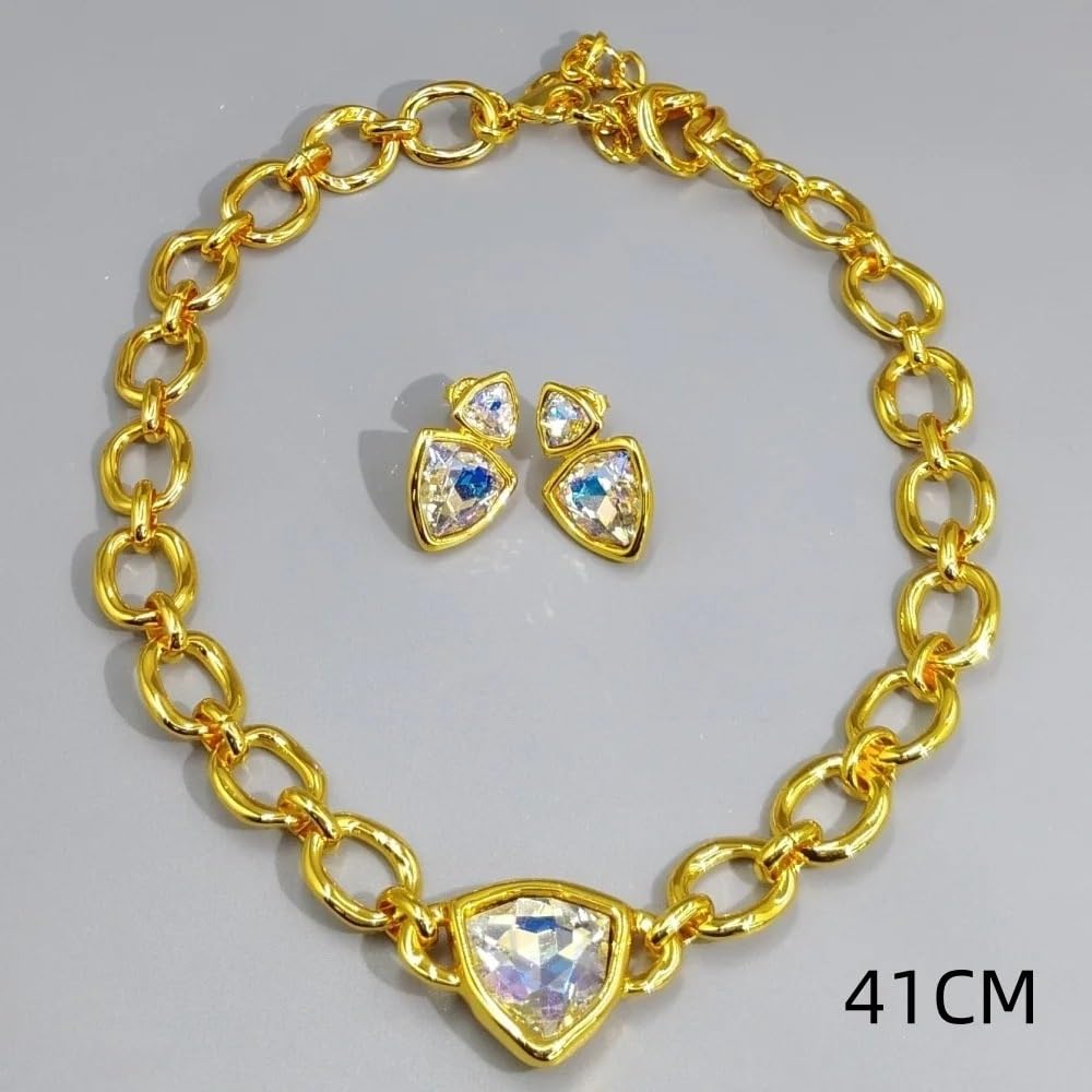 Orecchini geometrici di cristallo variopinti e gioielli della collana