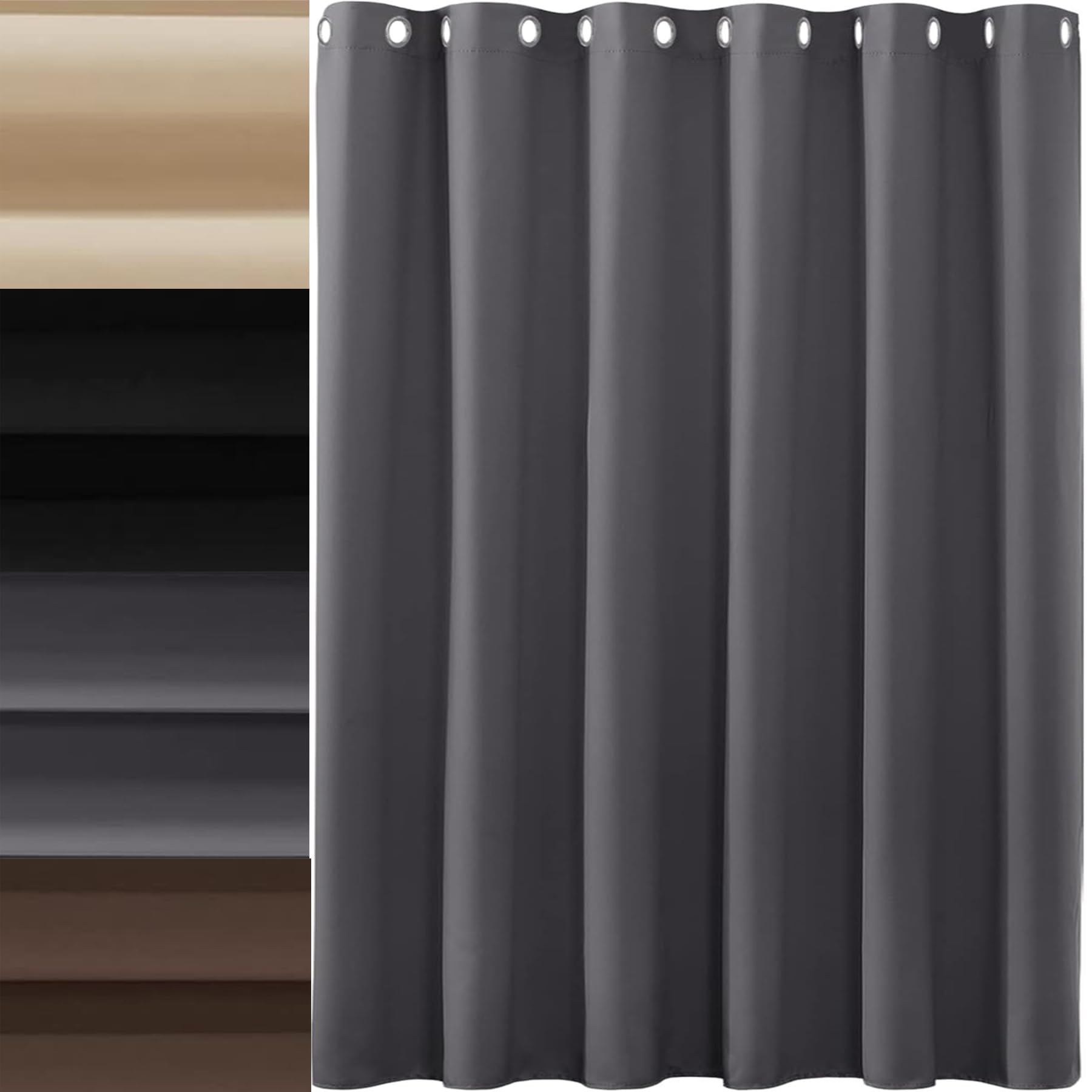 Amzyu Dark Grey Blackout Eyelet Curtains, 130 X 210 Cm(51 X 83Inch) Super Soft Solid Thermal Insulated Room Darkening Thermal Energy Saving Window Treatment For Bedroom, Offices,