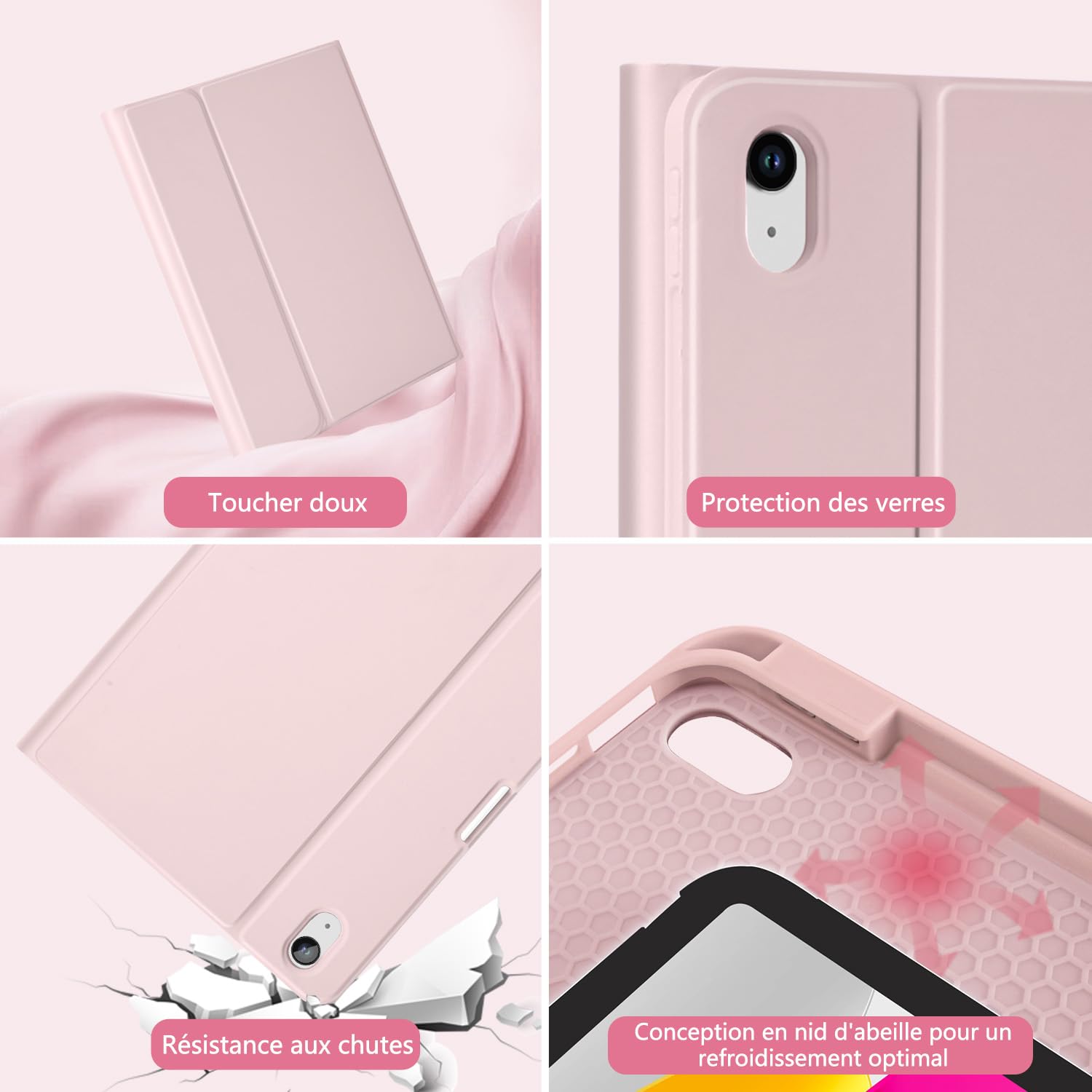 aMZCaSE pour iPad A16 10/11e génération avec Clavier 11/10,9 Pouces(2025/2022),Clavier sans Fil Amovible avec rétroéclairage 7 Couleurs et Support pour Stylet (Rose Clair) | Clavier sans Fil Amovible avec rétroéclairage 7 Couleurs et Support pour Stylet a