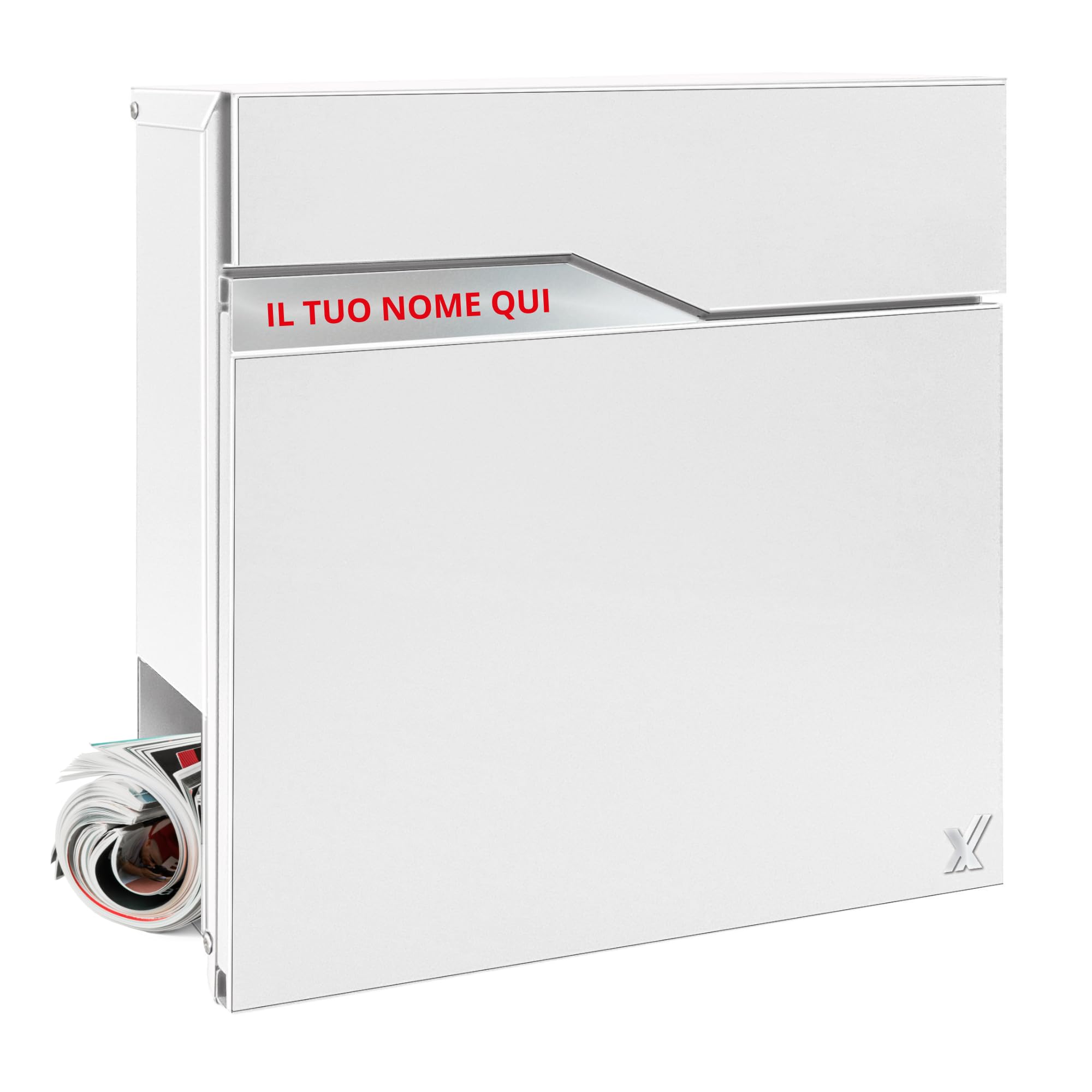 ALUBOX Urania Buzon Exterior Moderno de Acero y Chapa galvanizada 37x37x11 CM Placa Personalizada y Cerradura Buzon Antirrobo Buzones de Correos Exterior FABRIGADO EN Italia (Blanco)