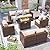 VONZOY Patio Furniture Set with Fire Pit Table, 5 Pieces Outdoor Furniture Sets, Wicker Patio Conversation Sets w/Waterproof Covers for Backyard, Porch, Balcony, Poolside(Khaki)