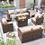 VONZOY Patio Furniture Set with Fire Pit Table, 5 Pieces Outdoor Furniture Sets, Wicker Patio Conversation Sets w/Waterproof Covers for Backyard, Porch, Balcony, Poolside(Khaki)