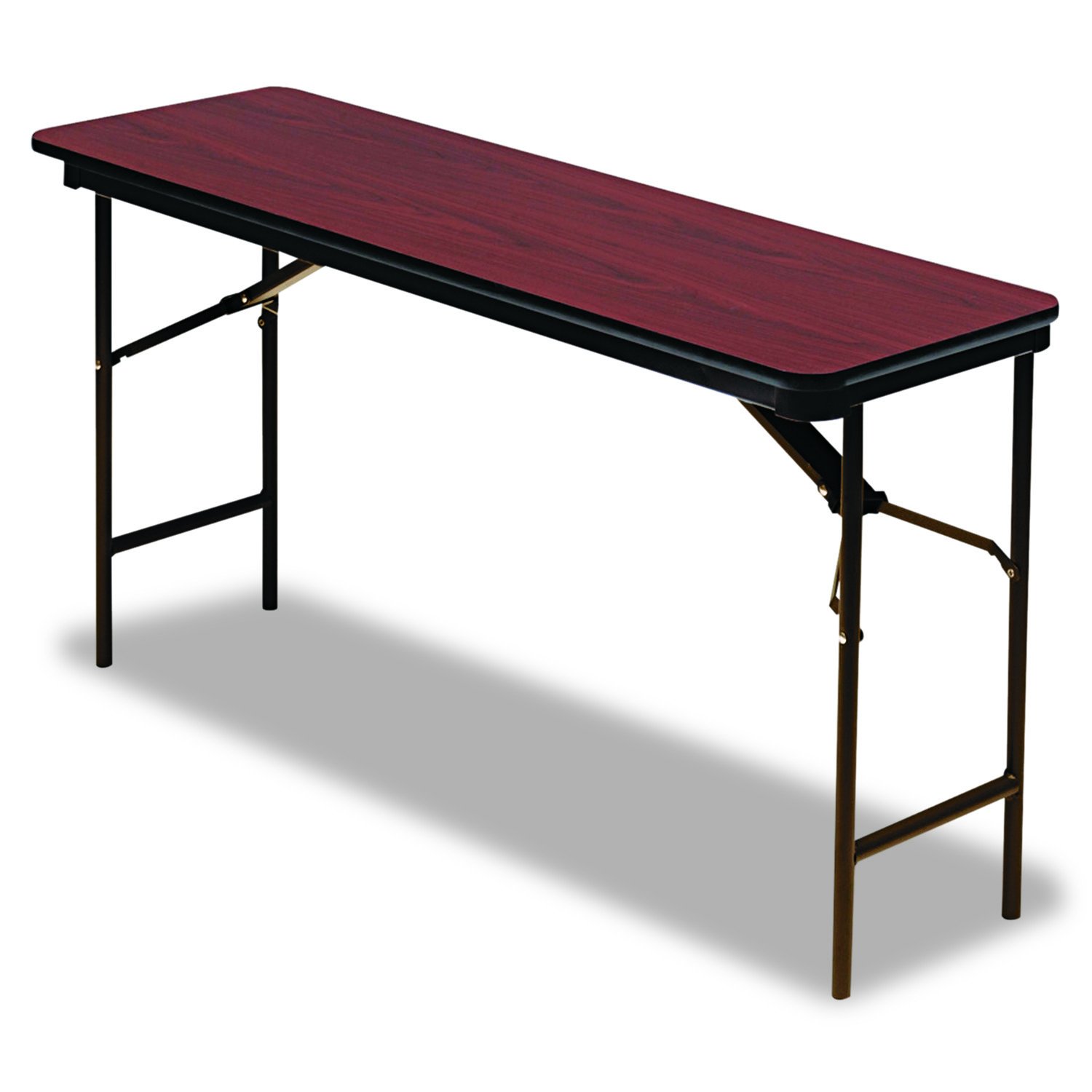 Iceberg OfficeWorks Commercial Wood Laminate Folding Table, Mahogany, 1000 Lbs. Weight Capacity, 18" W x 60" L