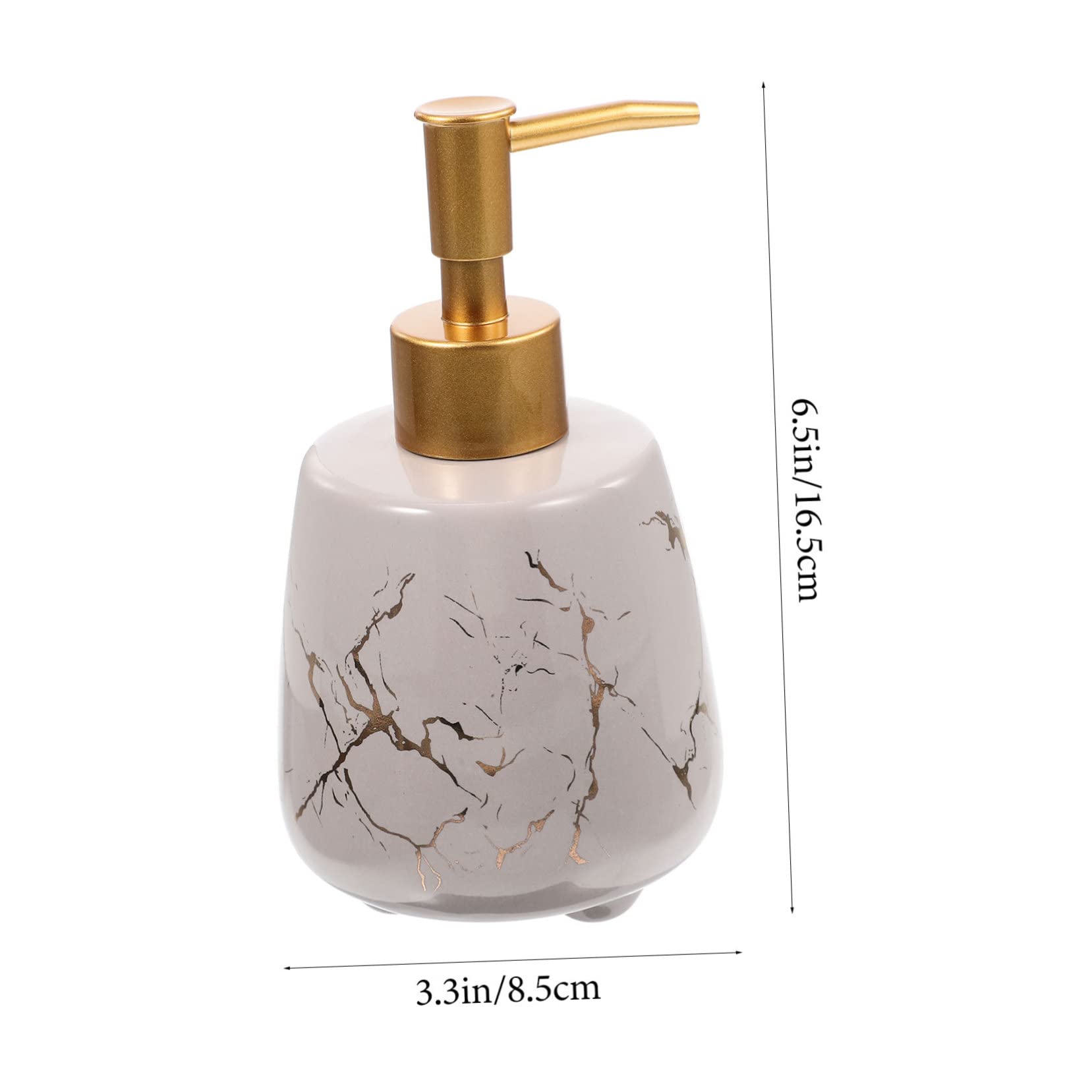 Dispensador de Jabón Líquido Rellenable Bomba Prensa 350 Ml Cerámica Gris Mármol Portátil para Baño y Ducha sin Fugas