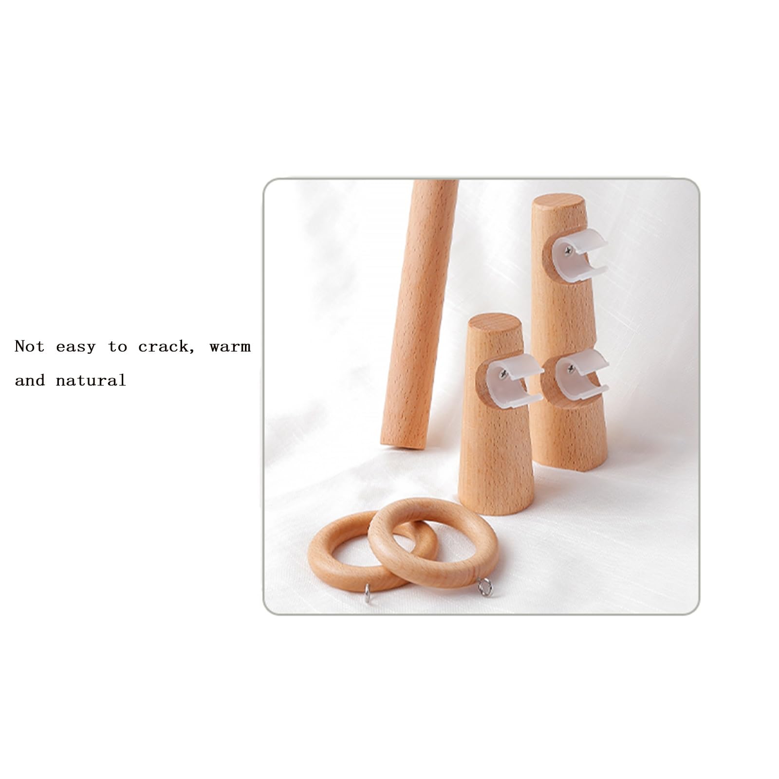 Tringle à rideau romaine en bois massif de 160 cm – Tringle simple silencieuse avec support perforé – Parfaite pour chambre à coucher et décoration d'intérieur confortable