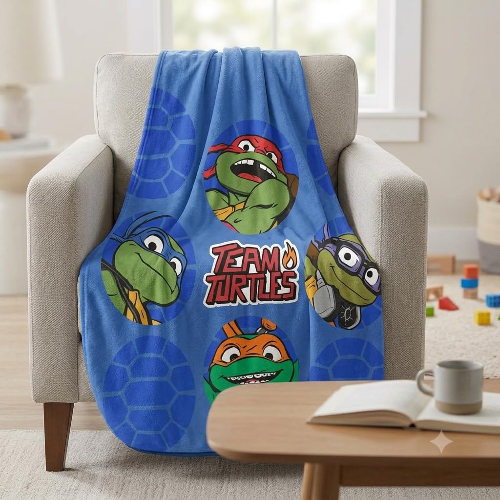 Jay Franco Teenage Mutant Ninja Turtles TMNT Head Kids Throw 46 X 60 Microfiber Blue Nickelodeon