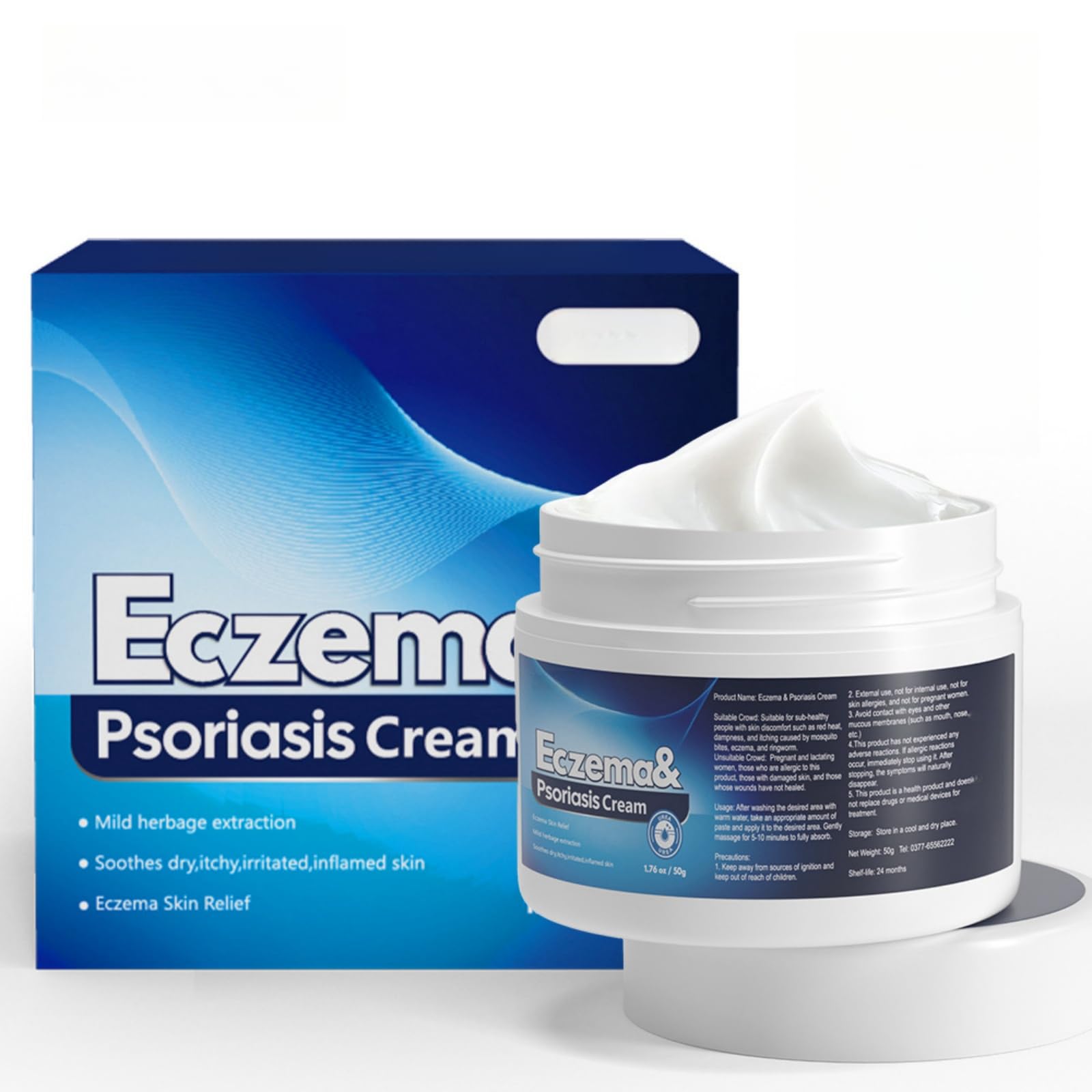 Eczema & Psoriasis Cream 50g Soothing Relief for Itchy and Red Skin, Effective Treatment for Eczema and Psoriasis, Alleviates Scaliness & Irritation, Restores Skin Health, for Body and Scalp