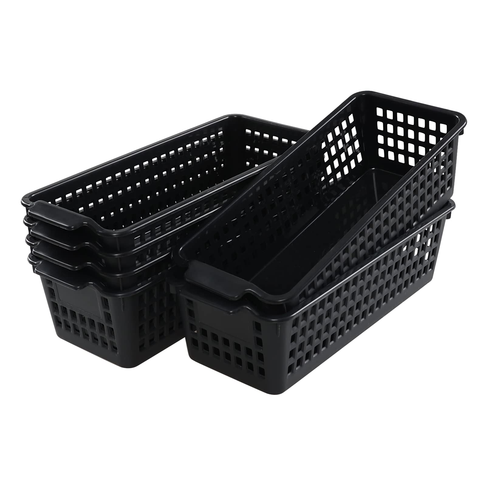 Petits paniers de rangement plastique noir lot de 6 organiseurs de tiroir