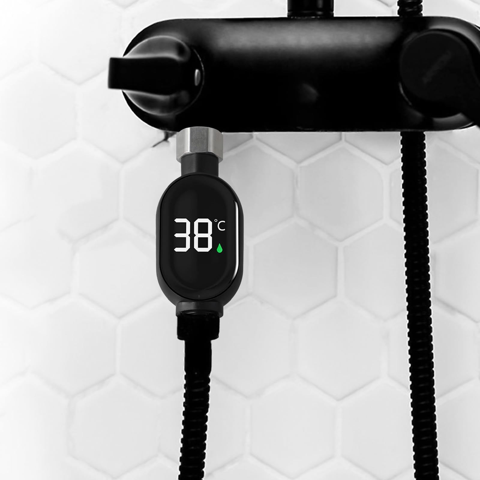 ZYWUOY Thermomètre de douche numérique, affichage de la température LED avec code couleur sécurité pour bain de bébé, adaptateur de robinet en acier inoxydable 304