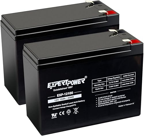 ExpertPower Paquete de 2 batería de plomo sellada AGM recargable de 12V 10AH VRLA para Schwinn S180