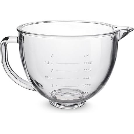 FIRJOY Glass Mixing Bowl 5QT for KitchenAid Tilt-Head Stand Mixers