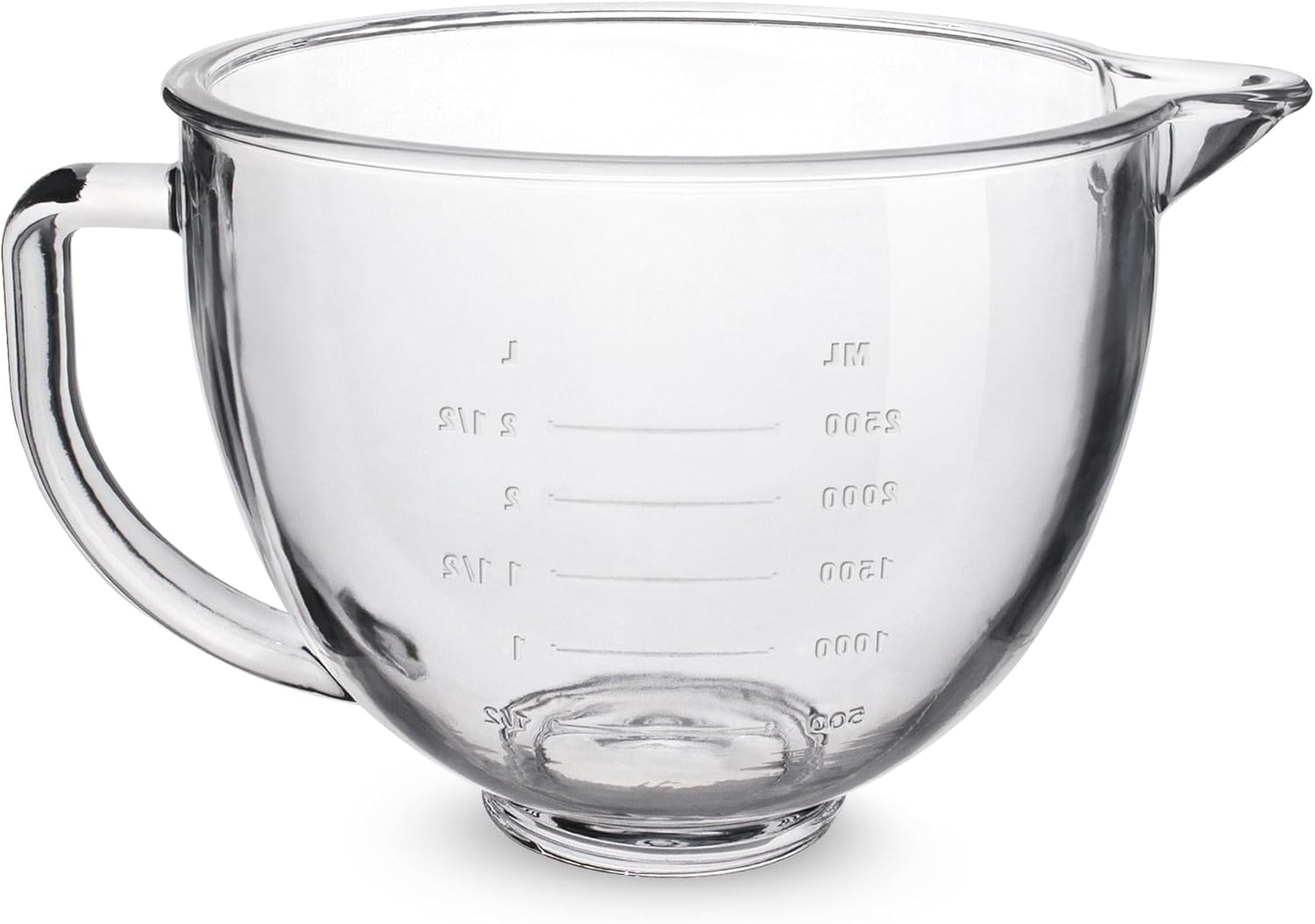 FIRJOY Glass Mixing Bowl 5 QT for KitchenAid 4.5 and 5 Quart Tilt-Head Stand Mixers Without Lid