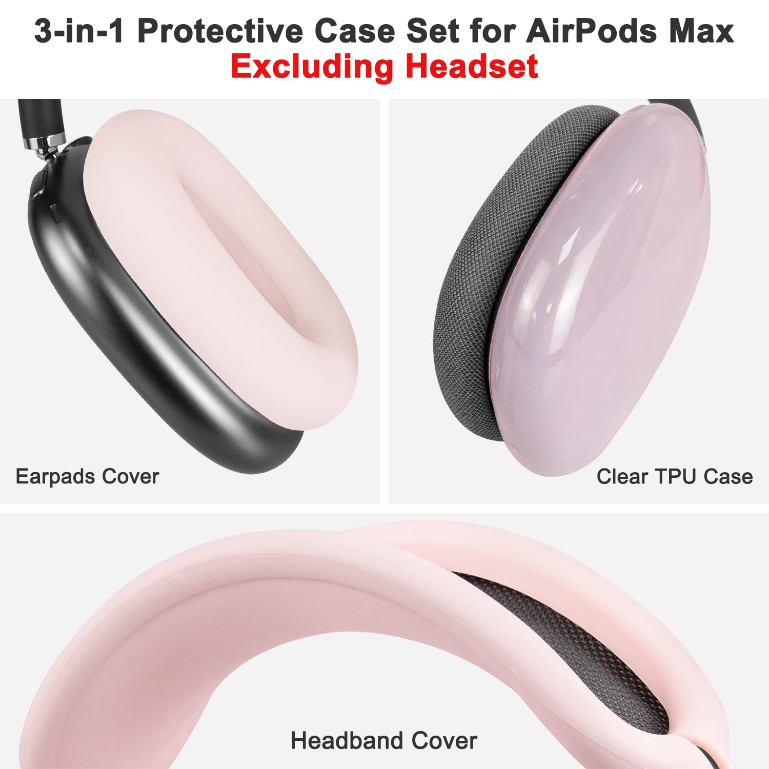 SOULWIT Replacement Kit for AirPods Max Mesh Fabric Earpads + Headband Cover + TPU Case Protector + Silicone Ear Pads Cover - Image 4