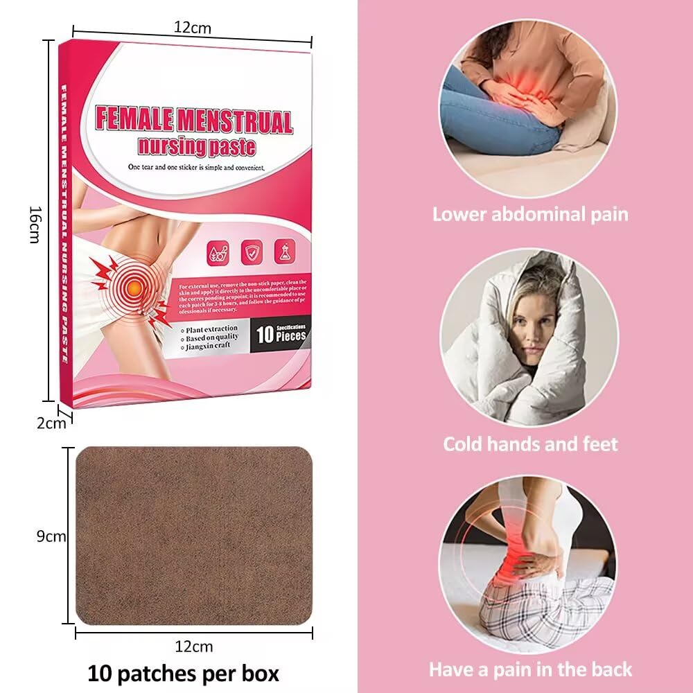 Parches menstruales menstruales para mujeres, extractos vegetales de ajenjo y angélica, eficaz contra los cólicos menstruales, dolor abdominal, 10 unidades