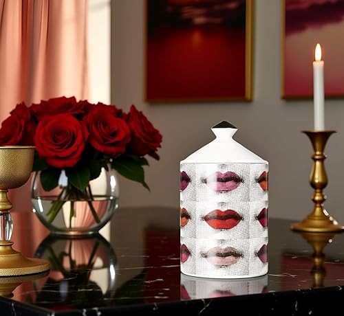 Miniatura 9 de AlphaDesignLuxe Portavelas italiano hecho a mano, jarrón de arte moderno con diseño de cara femenina, elegante tarro de aromaterapia para decoración
