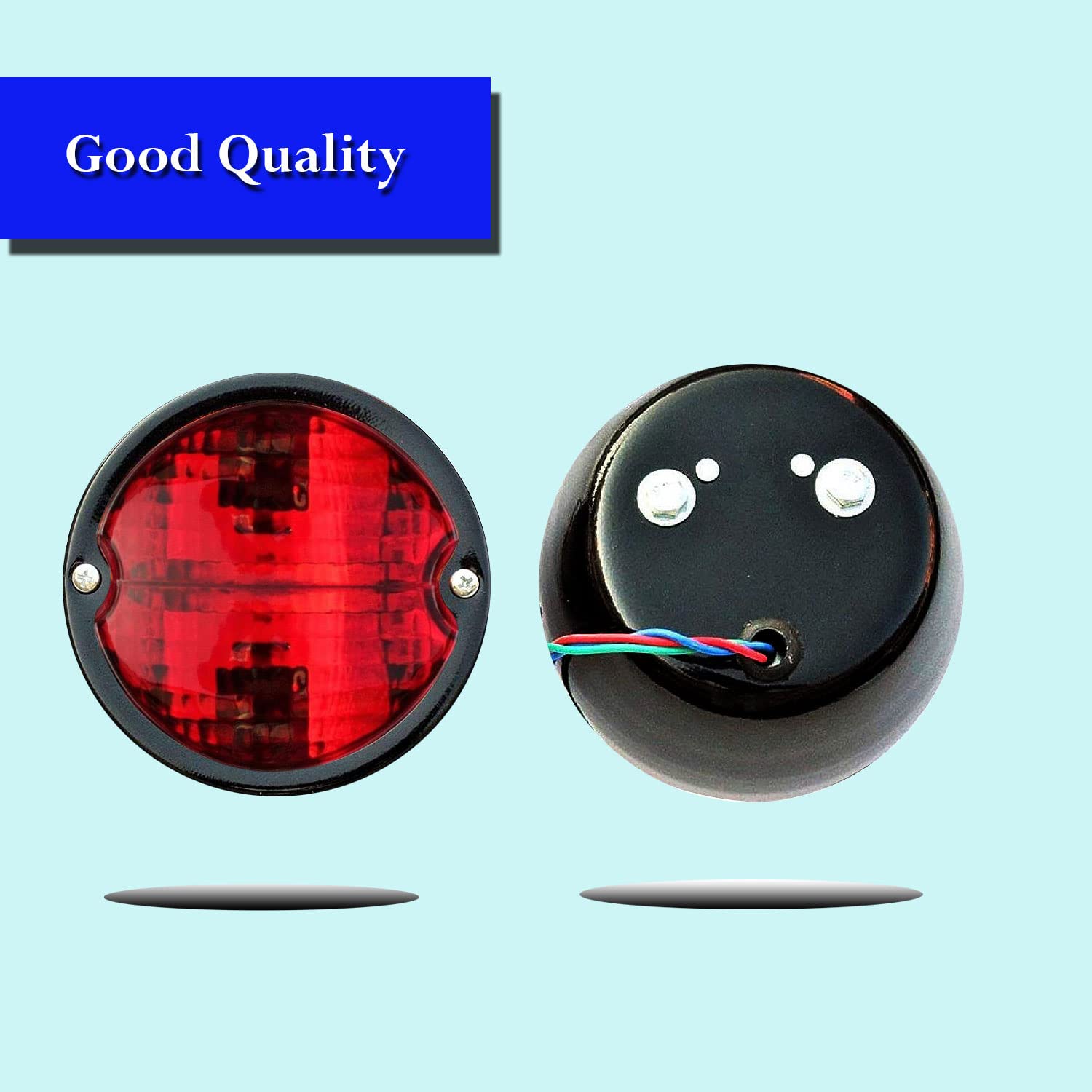 Coppia di fanali Posteriori | Corpo Nero | Anello Nero | Lente Rossa I per Jeep Willys | Trattori John Deere e Massey Ferguson (Corpo Nero | Anello Nero | Lente Rossa)