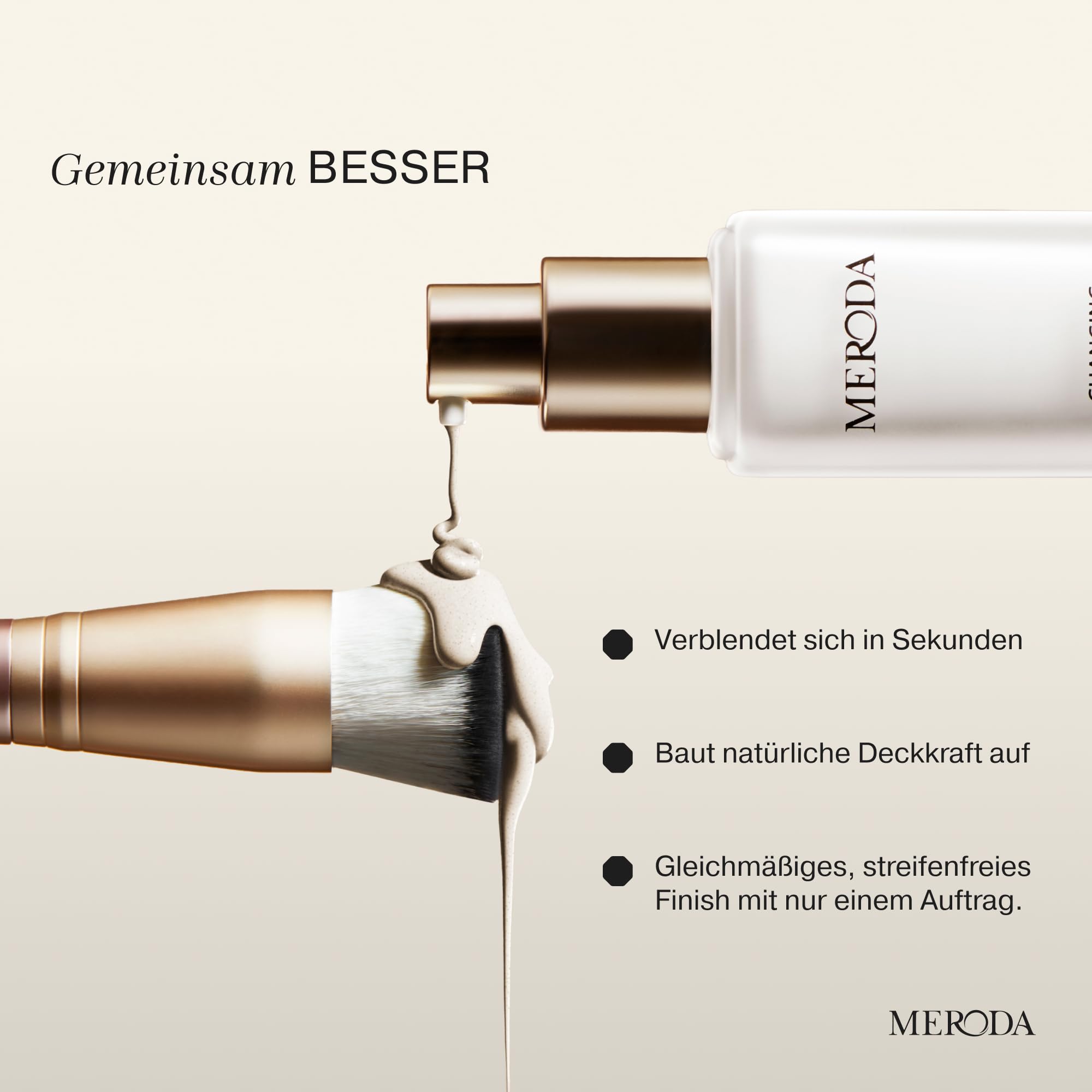 MERODA® Changing Foundation SPF 15 [LIGHT TO MEDIUM SKIN] - Essential Brush & Travel Bag Set