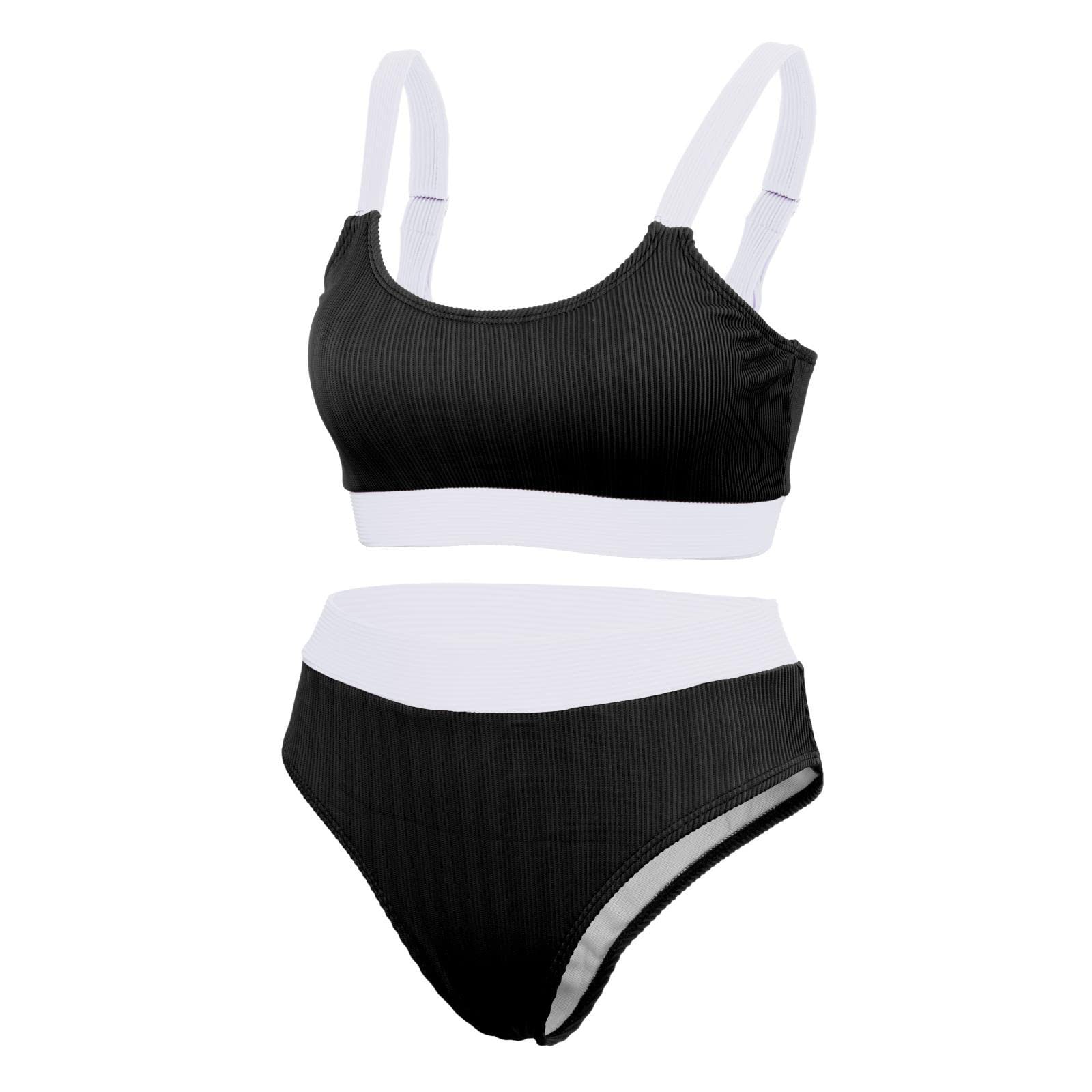 ™ Womens Swimwear Bikini Set Summer Beach Bathing Suit 2Pieces Bra black S | Womens Clothing-image-46
