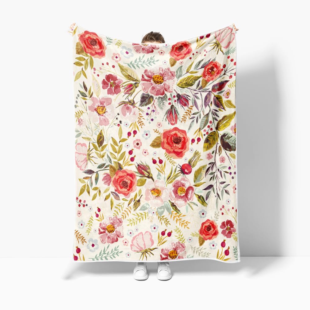 Bidesk Flanell-Überwurfdecke Mit Vintage-Blumenmuster – Weich, Flauschig & Vielseitig Für Couch, Bett Oder Outdoor