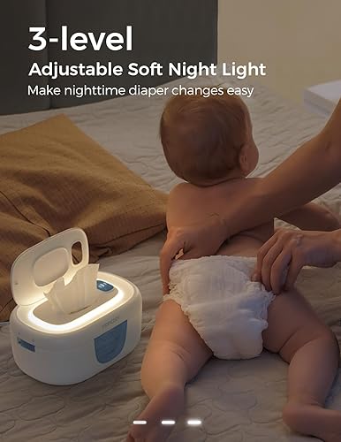 Miniatura 4 de Momcozy - Calentador de toallitas para bebé, diseño innovador de resorte, dispensador de gran capacidad para 60-80 unidades, 4 modos de control