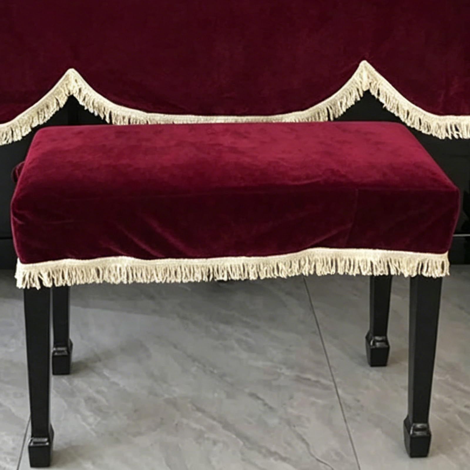 Pokrowiec przeciwpyłowy na fortepian pionowy, Pokrowiec na fortepian, nadający się do prania, z obramowaniem, wielokolorowy, wiele rozmiarów Studio(Red Stool Cover,76 * 36cm)