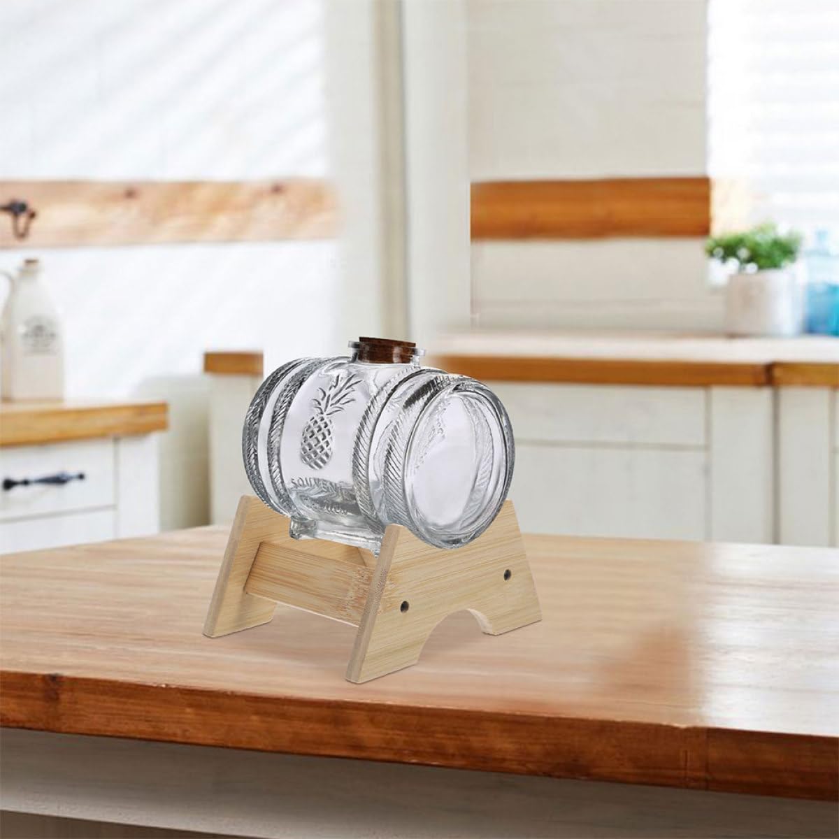 Soporte Mantenimiento Fácil 2 Piezas para Dispensador de Bebidas de Madera para Barril de Vino y Jarra de Whisky para Bares y Áreas de Comedor