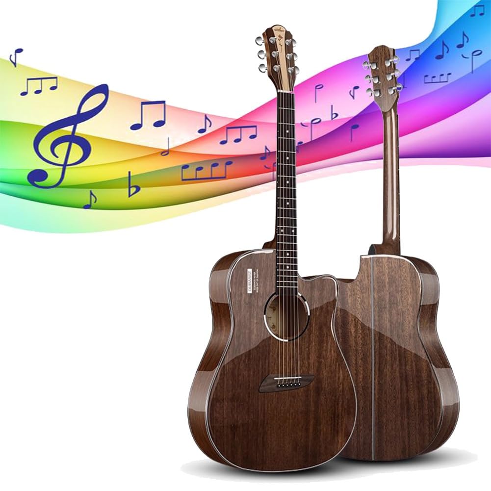 Zestaw do gitary akustycznej dla początkujących, gitara akustyczna dla początkujących, dorosłych, nastolatków, wszystkie drewniane instrumenty z torbą na koncert i wszystkimi akcesoriami