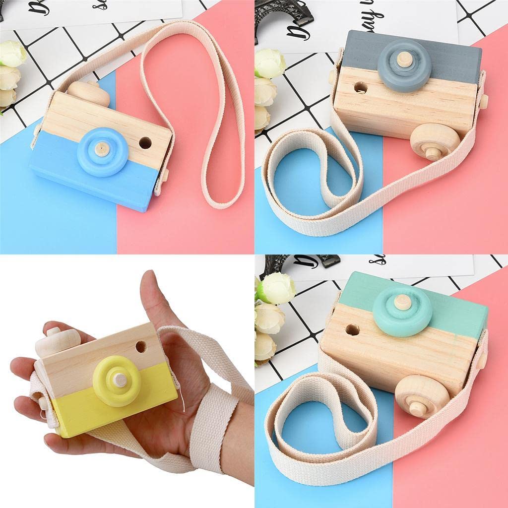 Mini Cute Wooden Camera Crafts Toys Baby Kids Children Room Decor Yellow